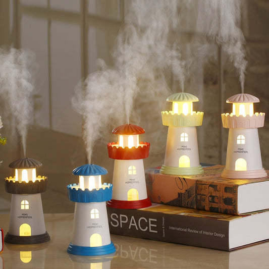 BeaconMist™ Lighthouse Ultrasonic Humidifier – Silent Cool Mist Maker with Romantic Night Light