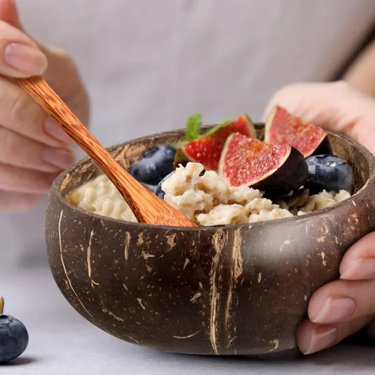 Elite Natural Handcrafted Coconut Bowl & Spoon Set