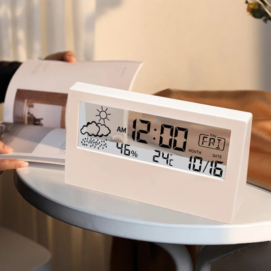 Smart Digital Thermo-Hygrometer – 4-in-1 Weather Station & Alarm Clock