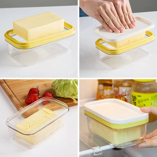 Butter Dish with Lid Rectangle Butter Keeper with Cutter Slicer Butter Box for Refrigerate Butter Container JT30