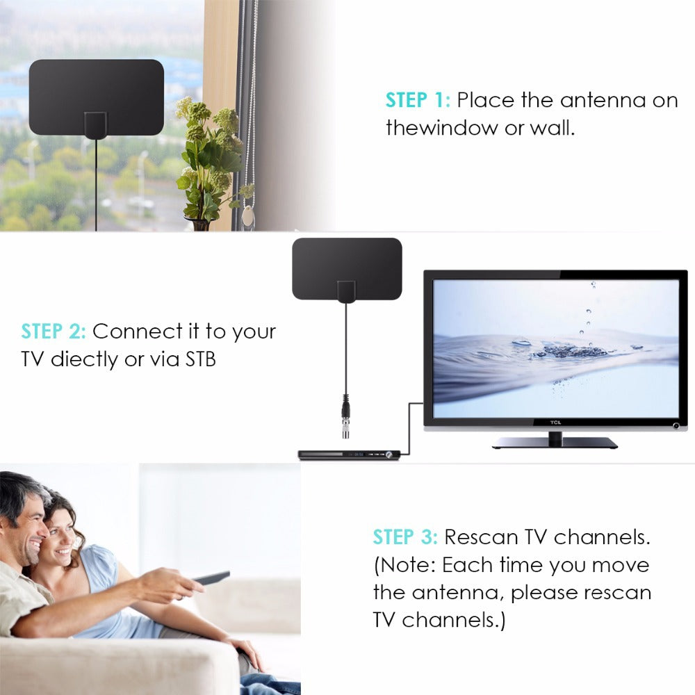 ClearView™ Ultra HD Digital TV Antenna – 200+ Mile Range Indoor/Outdoor Amplified Aerial