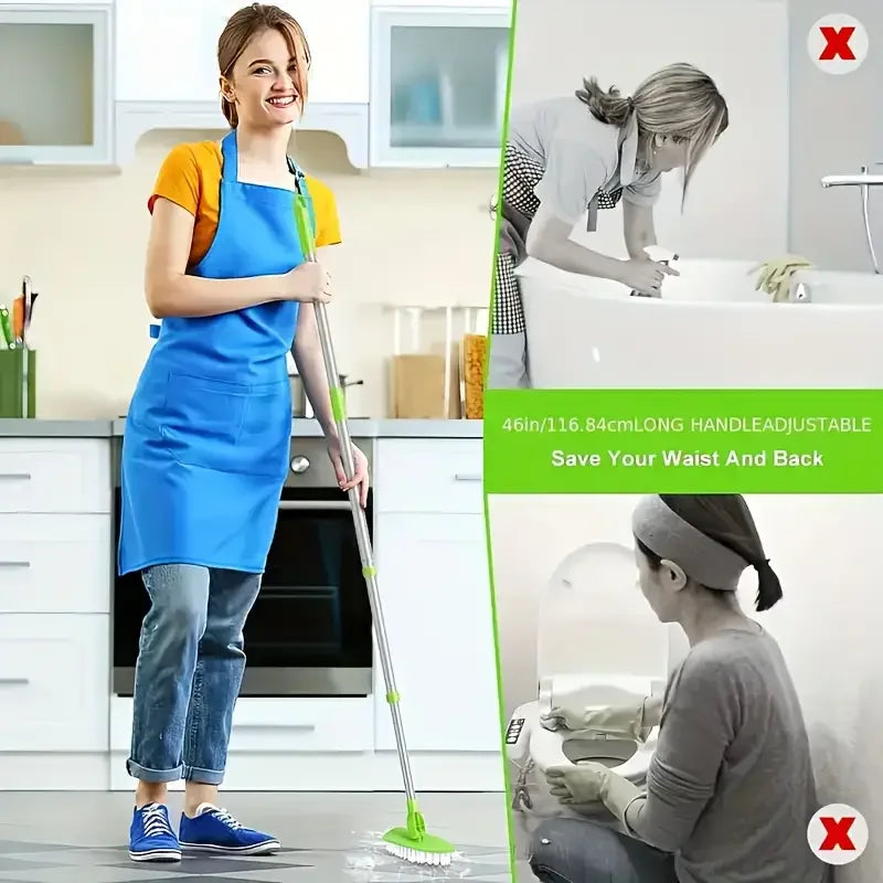 Multifunctional Shower Cleaning Scrub Brush With Long Handle, 2 In 1 Extendable Tub & Tile Floor Scrubber Brush, Cleaning Tool