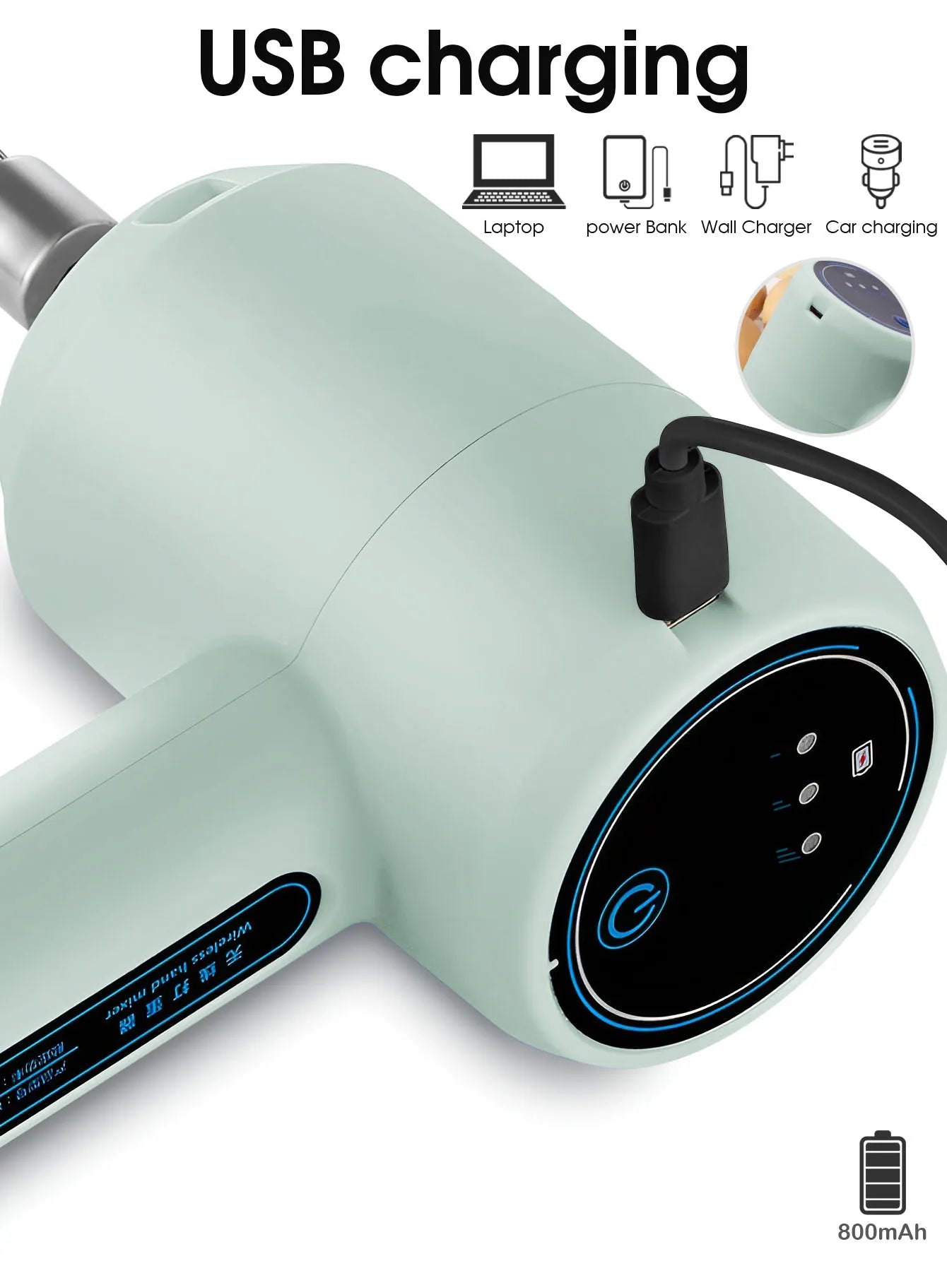 1Pcs Electric Whisk Stirrer Milk Frother Food Processor Portable 3-speed Whisk Cake Baking Kitchen Tools