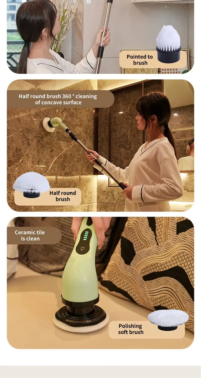 9-in-1 Ultra-Power Electric Spin Scrubber – Cordless Deep Cleaning Brush with Extendable Handle