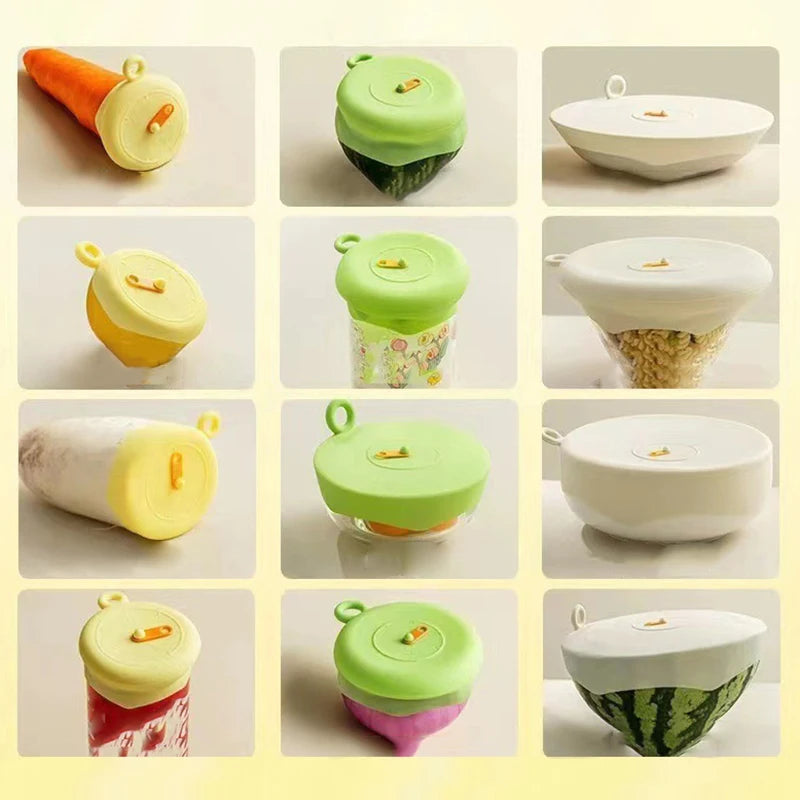 Eco-Friendly Reusable Food Covers with Pull Tab & Freshness Tracker