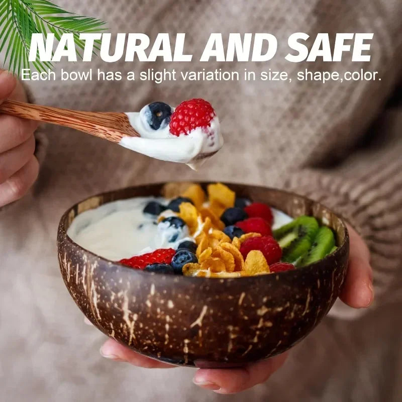 Elite Natural Handcrafted Coconut Bowl & Spoon Set