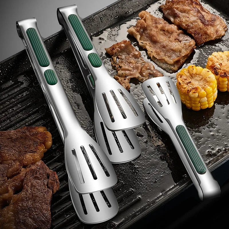 Elite Non-Slip Stainless Steel Precision Food Tongs