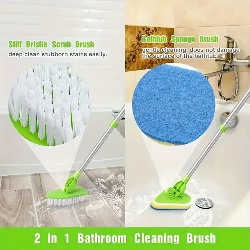 Multifunctional Shower Cleaning Scrub Brush With Long Handle, 2 In 1 Extendable Tub & Tile Floor Scrubber Brush, Cleaning Tool