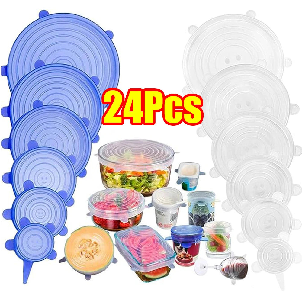 Elite Reusable Silicone Stretch Lids – 6 to 24 Piece Set