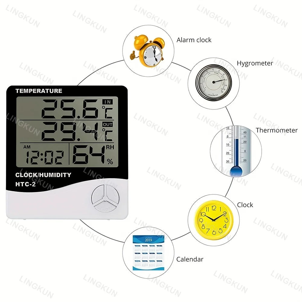 Smart Digital Thermo-Hygrometer – 4-in-1 Weather Station & Alarm Clock