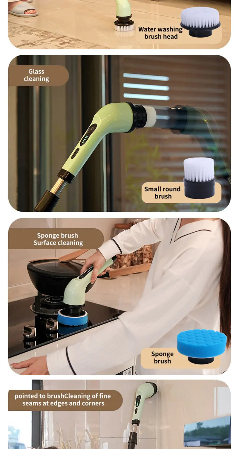 9-in-1 Ultra-Power Electric Spin Scrubber – Cordless Deep Cleaning Brush with Extendable Handle