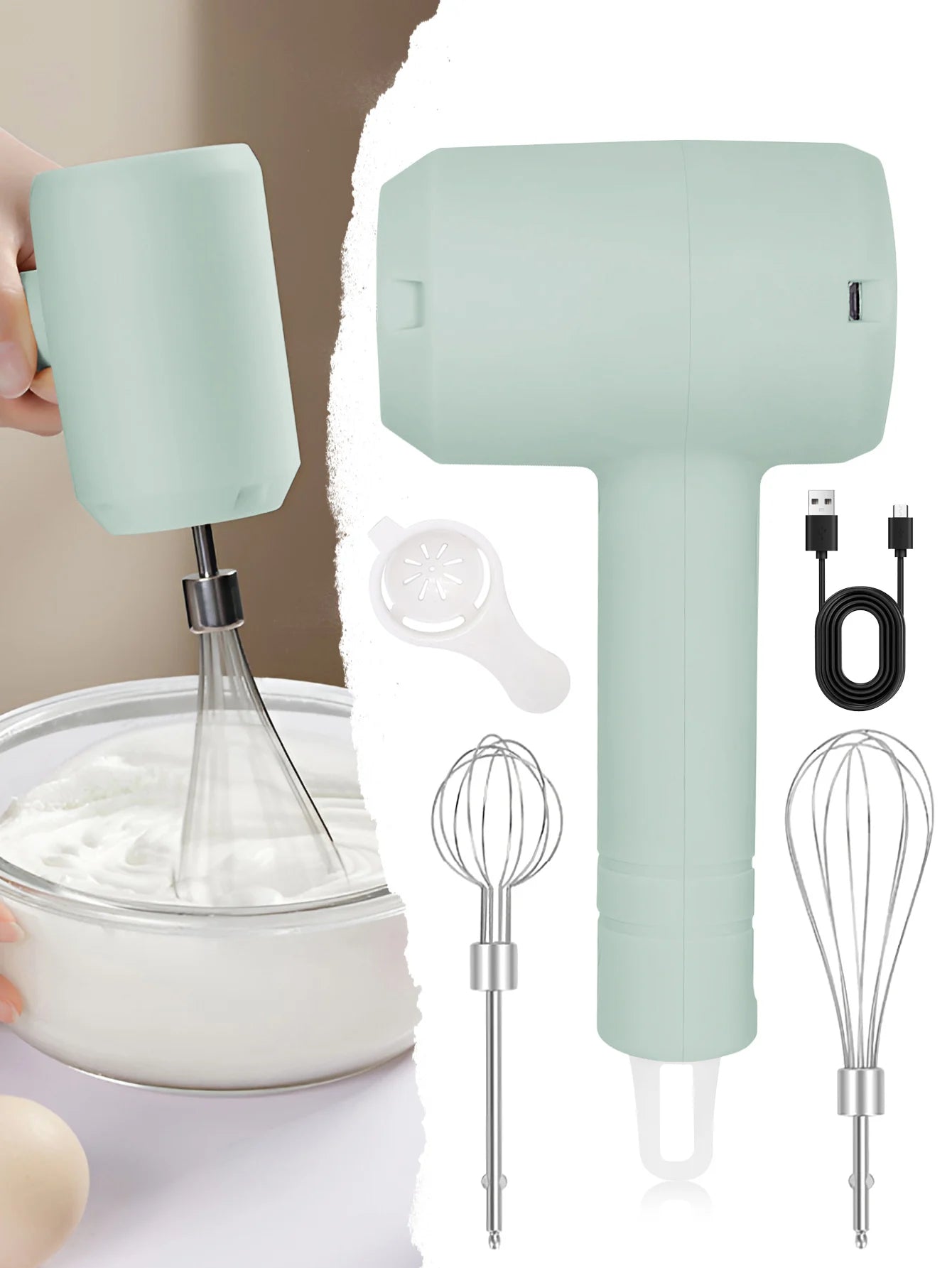 1Pcs Electric Whisk Stirrer Milk Frother Food Processor Portable 3-speed Whisk Cake Baking Kitchen Tools