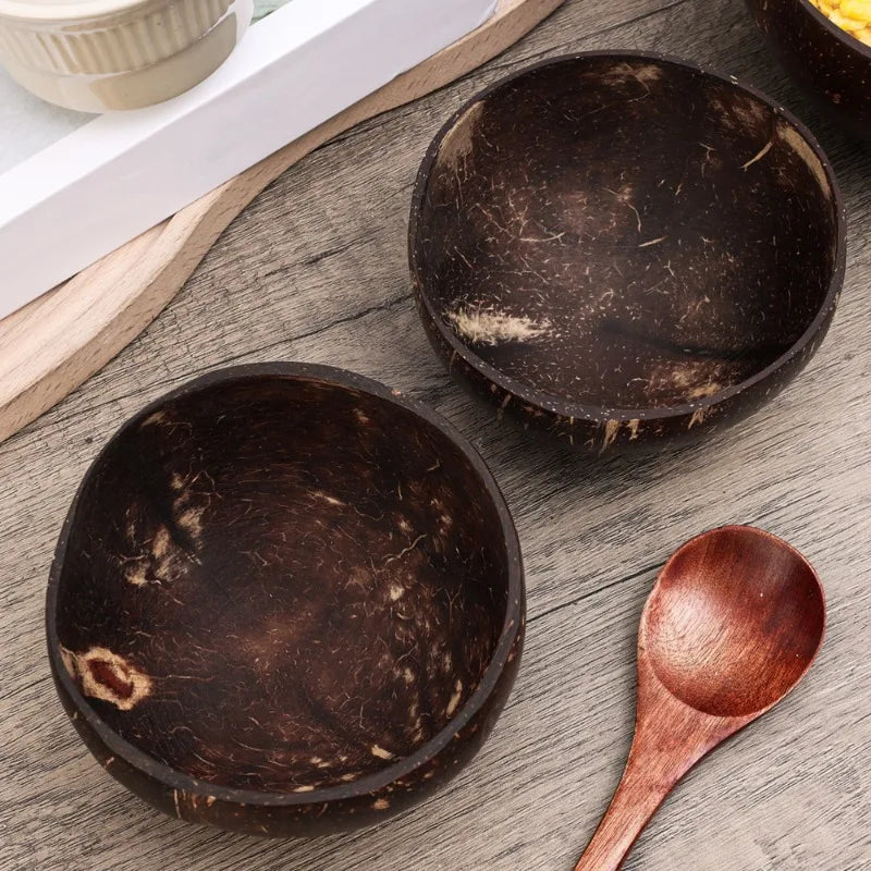 Elite Natural Handcrafted Coconut Bowl & Spoon Set