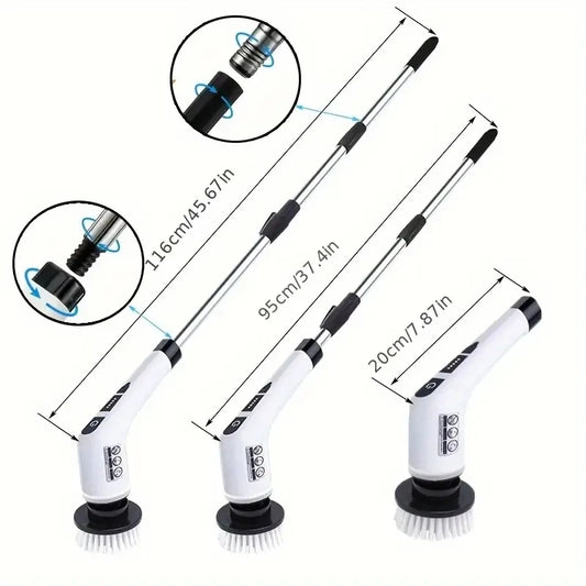 1 Set, Electric Cleaning Brush, Cordless Electric Rotating Scrubber, 7 Brush Heads and Adjustable Extension Handle, Bathroom Cleaning Brush, Household Cleaning Tools