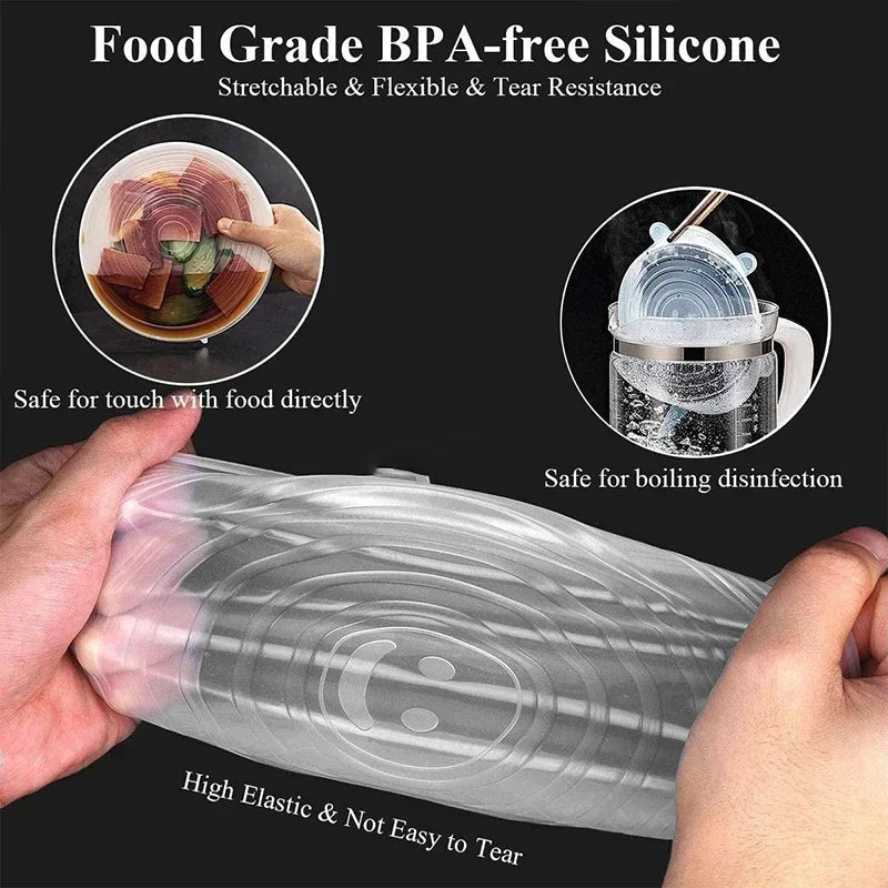 Elite Universal Silicone Stretch Lids – Eco-Friendly Food Covers (Set of 6)