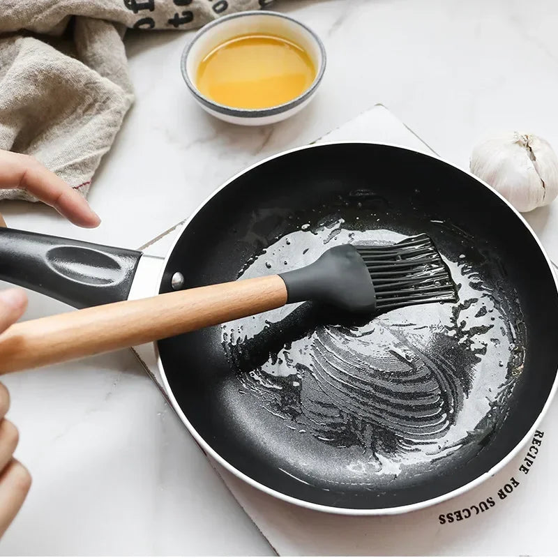 Elite 12-Piece Silicone Cooking Utensils Set with Wooden Handles