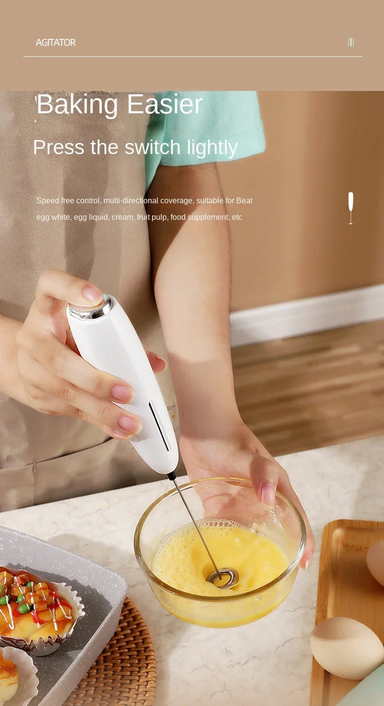 Professional Drink Mixer & Milk Frother – Cordless Battery-Powered Foamer for Lattes & Matcha