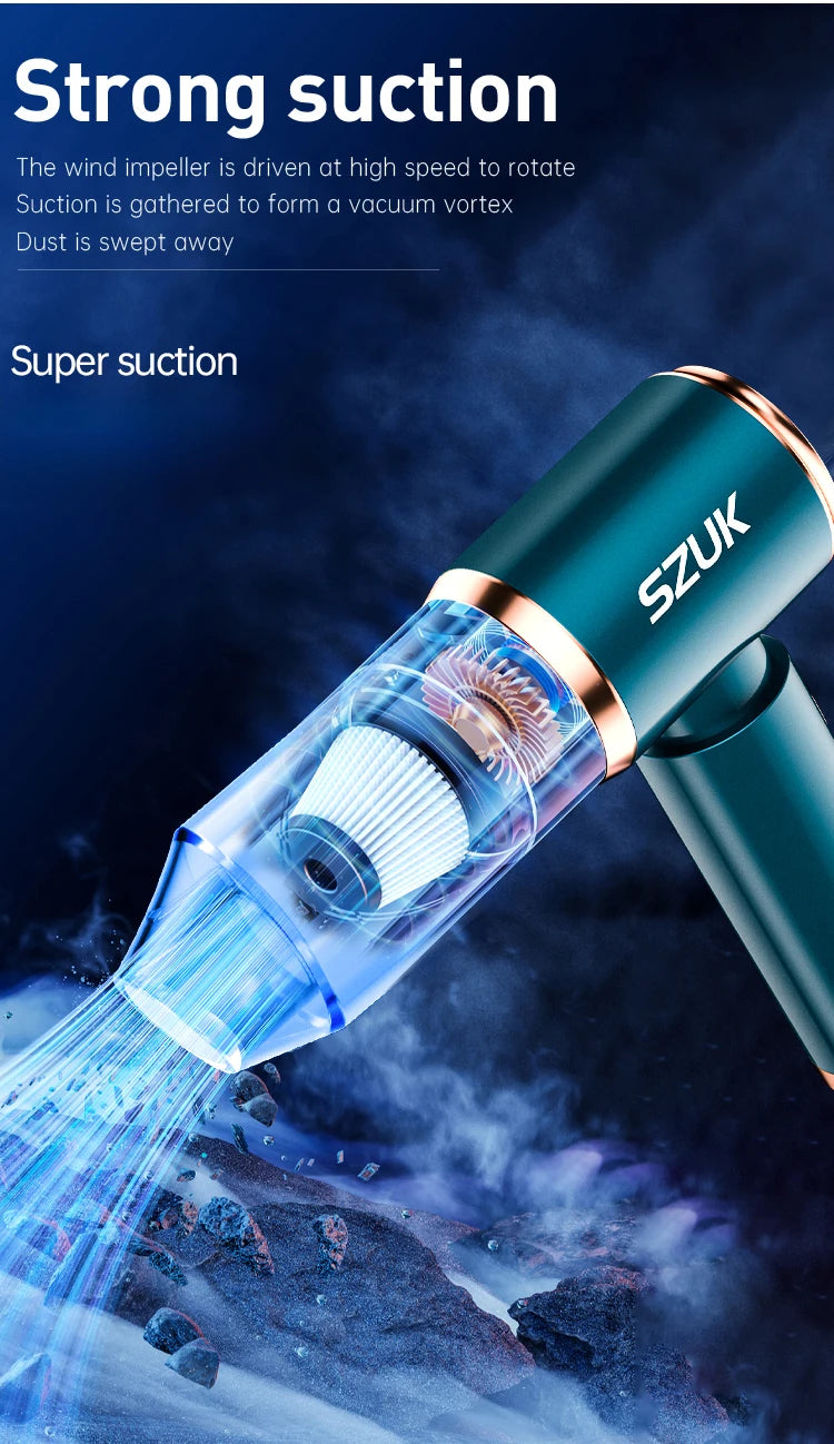 SZUK New Mini Car Vacuum Cleaner 165000Pa Wireless Vacuum Cleaner Powerful Suction Handheld Portable Vacuum Cleaner for car